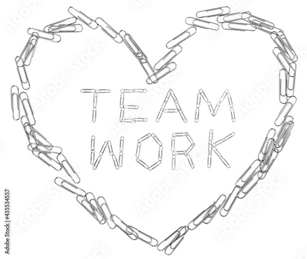 Fototapeta concept paper clip heart with Team work.