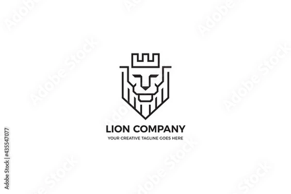Fototapeta Lion Shield Monoline Logo Template