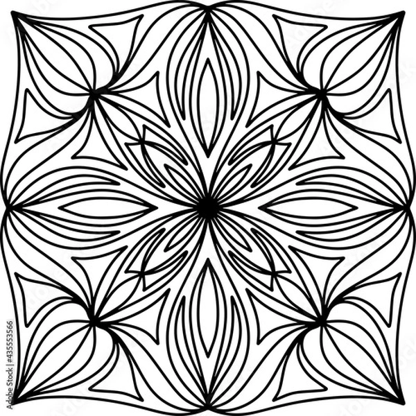 Fototapeta Easy mandala like flower or star, basic and simple mandalas Coloring Book for adults, seniors, and beginner. Digital drawing. Floral. Flower. Oriental. Book Page. Vector.	