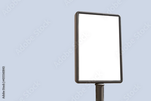 Fototapeta Blank billboard mock up; isolated on the blue background. Blank advertising billboard with copy space for text