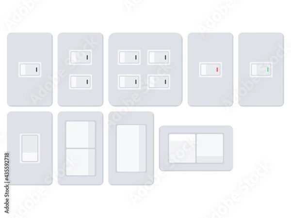 Fototapeta Simple White Electric Switch Vector Icon Set