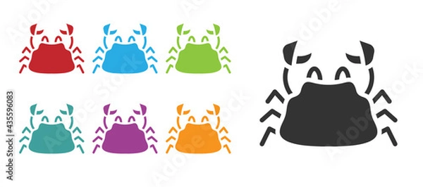 Fototapeta Black Crab icon isolated on white background. Set icons colorful. Vector