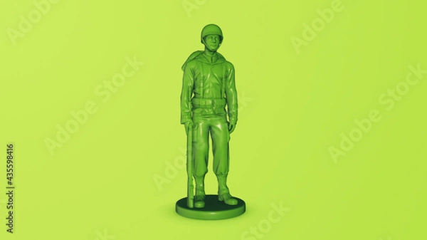 Fototapeta Miniature toy soldiers on a green background. 3d render.