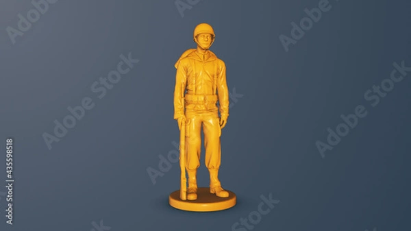 Fototapeta Miniature toy soldiers on a gray background. 3d render.