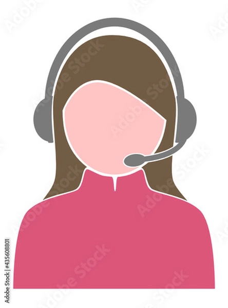 Fototapeta Simple customer service/helpdesk/support woman with headset vector illustration