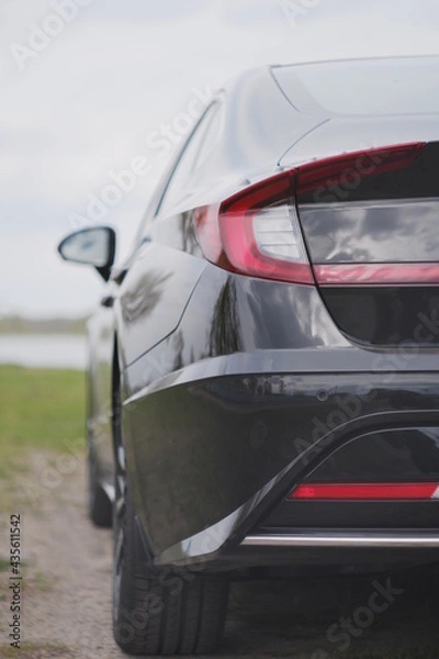 Obraz red light lines. car rear