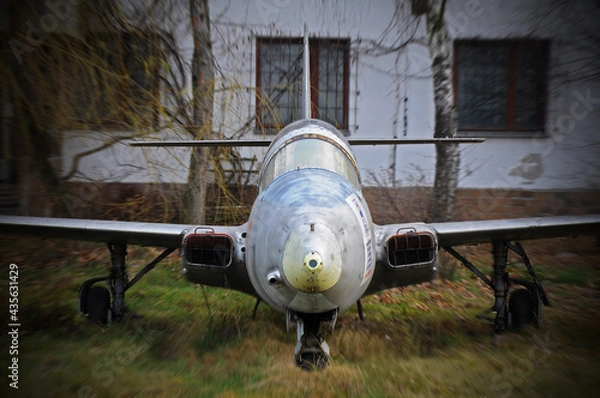 Obraz lost wrack of military airplane, the aircraft in the  airport