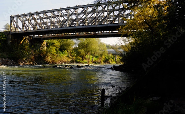 Obraz train bridge crossing the river
