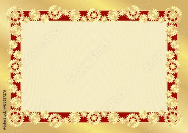Obraz Vector template with protective mesh. To create certificates, diplomas, congratulations, plates and more. Gold theme.