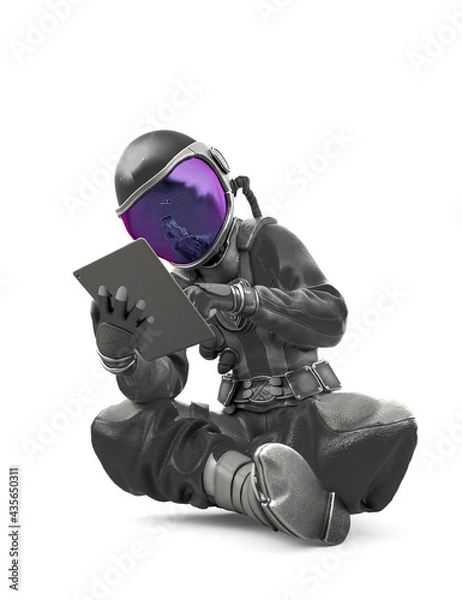 Fototapeta astronaut girl using the tablet