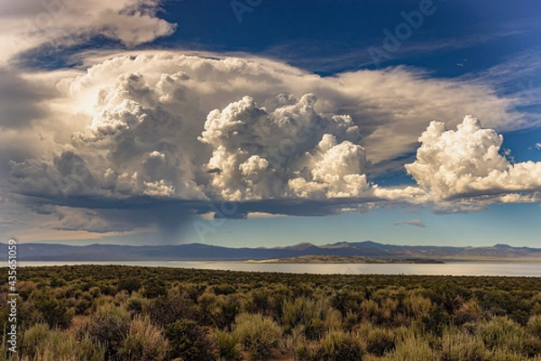 Obraz cloudly sky over the lake