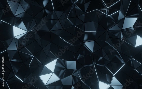 Obraz 3d render of metallic dark blue textured wallpaper