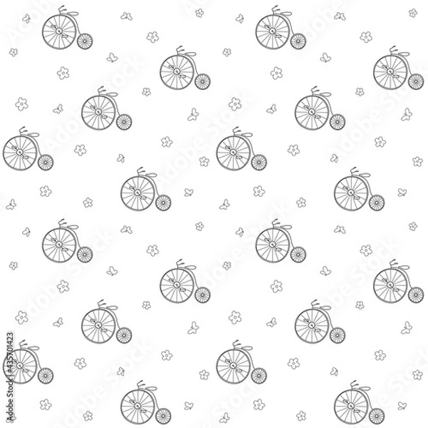 Obraz Seamless pattern with retro bike.