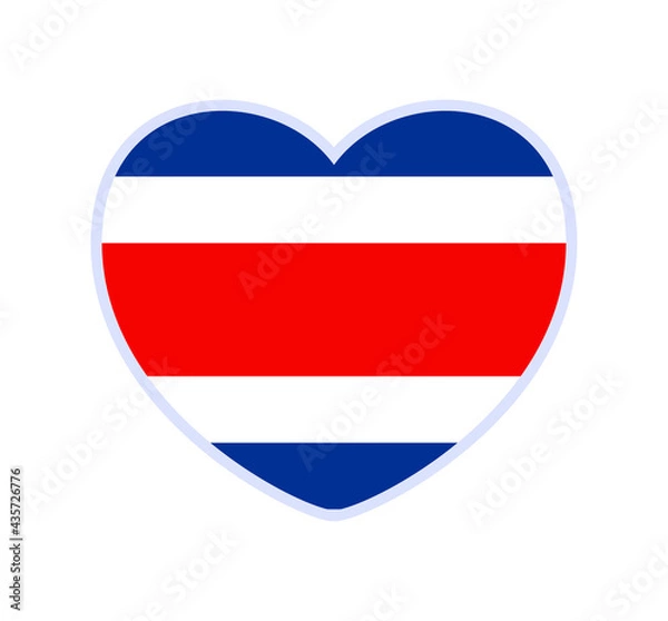 Obraz costa rica flag in a shape of heart. Icon flat heart symbol of love on the background national flag. Vector illustration.