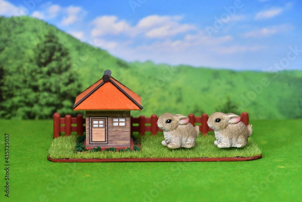 Obraz 森のうさぎの家