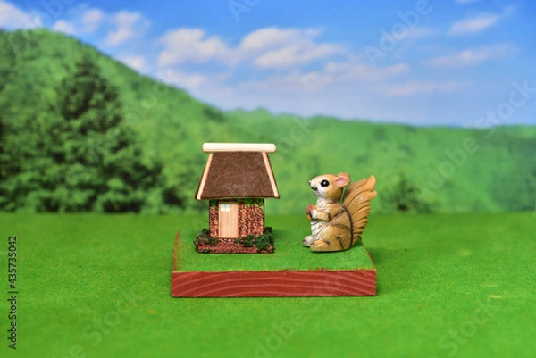 Obraz 森のリスの家