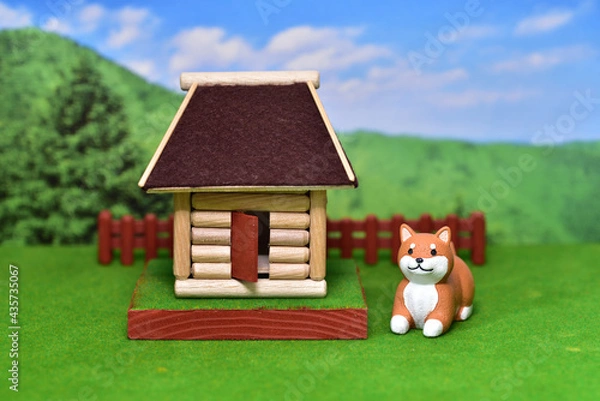 Obraz 猫と丸太小屋
丸太小屋,建物,藁ぶき屋根,ミニチュア,工作,手作り,ねこ