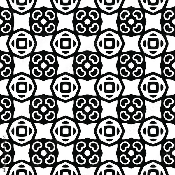 Fototapeta : Geometric vector pattern with Black and white colors. Seamless abstract ornament for wallpapers and backgrounds.