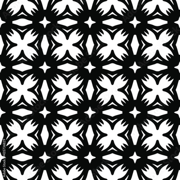 Fototapeta Geometric vector pattern with Black and white colors. Seamless abstract ornament for wallpapers and backgrounds.