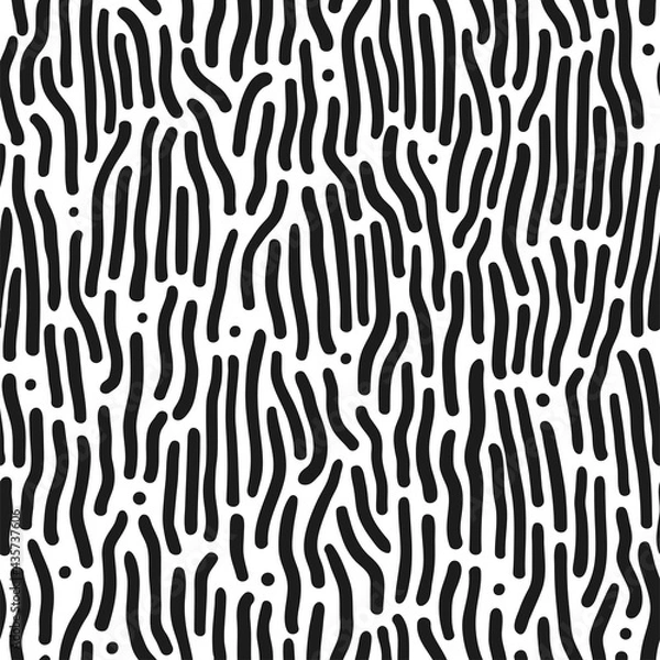 Fototapeta Abstract Vector Nature Backgroung. Hand Drawn Seamless Pattern. Fashion Illustration Black and White Ink Texture