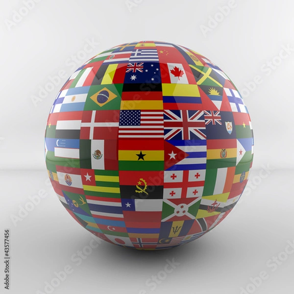 Fototapeta Flag Globe glossy new version
