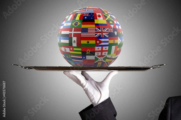 Obraz Glossy Flag Globe with different country flags