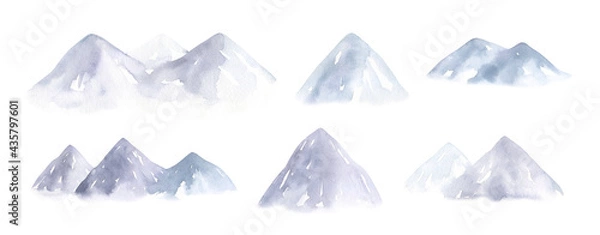 Obraz Watercolor Mountains Set