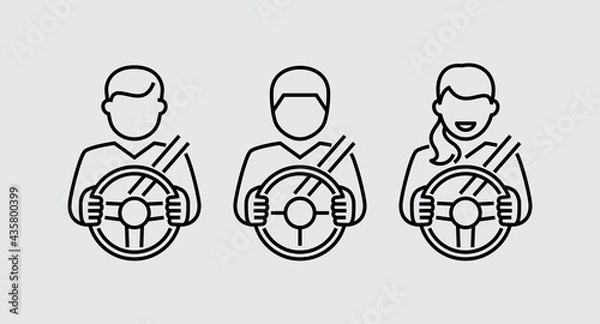 Fototapeta Car Driver Vector Line Icon