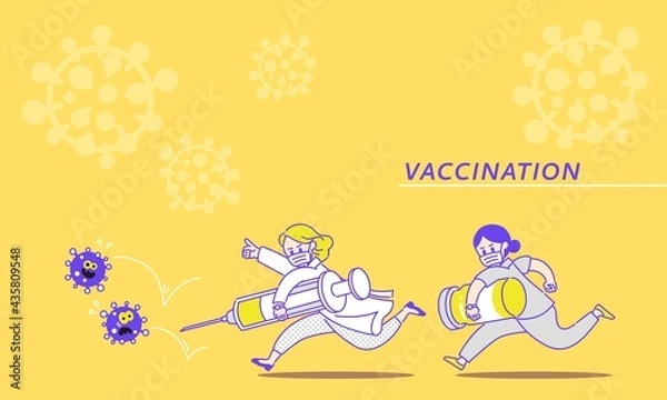 Obraz ワクチン接種のイメージイラスト
