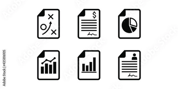 Fototapeta File document icons set vector graphic illustration