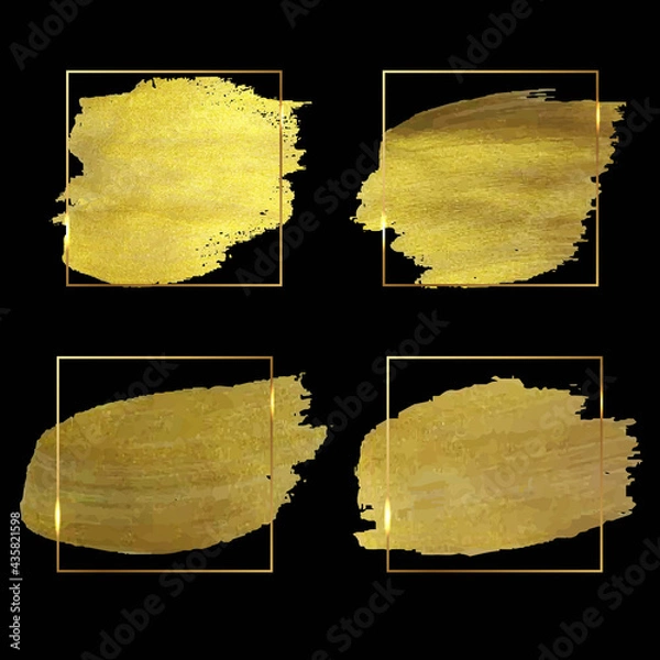 Fototapeta Golden Paint With Frame And Black Background, Vector Illustration
