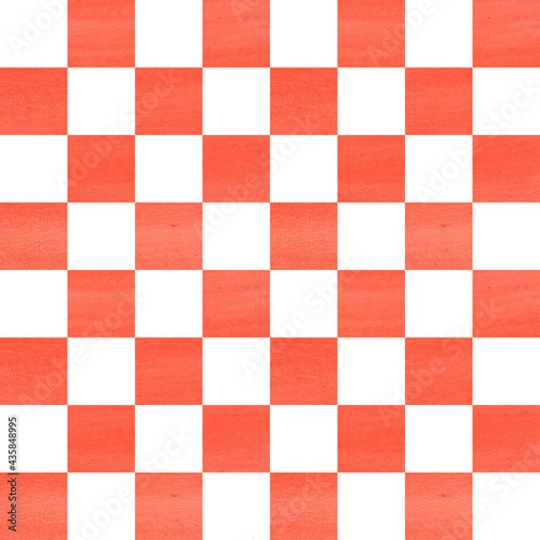 Fototapeta Watercolor chess board trendy pattern. Checkered plaid seamless texture. Print for cloth design, textile, fabric. Watercolor hand drawn pattern background. 