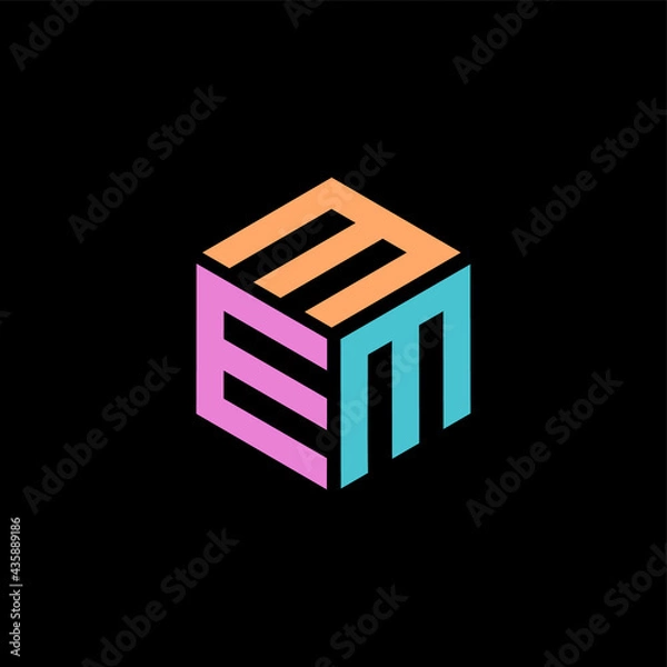 Fototapeta Hexagon logo with the letters MEM design
