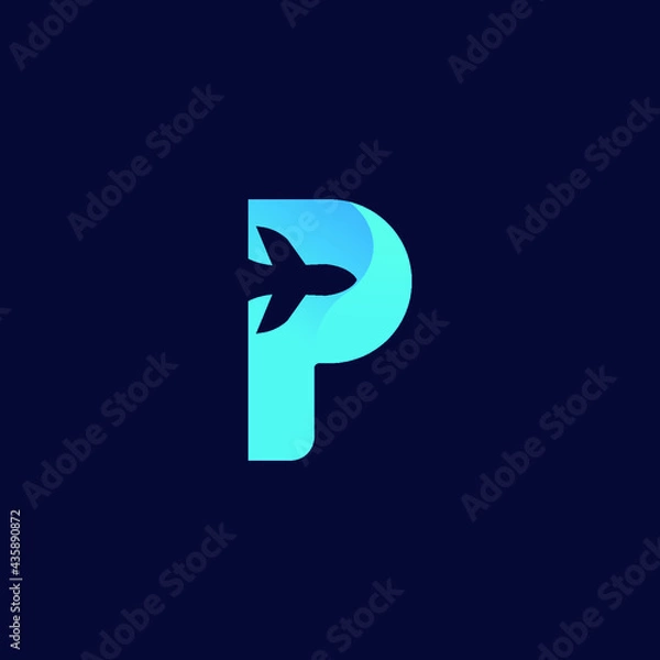 Obraz Airplane P Letter Logo Template