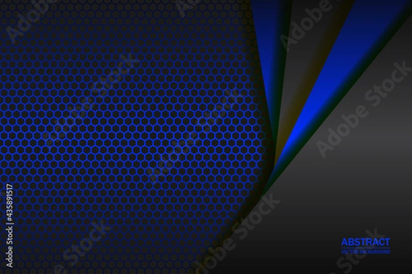 Fototapeta Abstract background with vibrant blue carbon fiber. Blue gradient geometric shapes on carbon grid. Carbon fiber textured pattern.