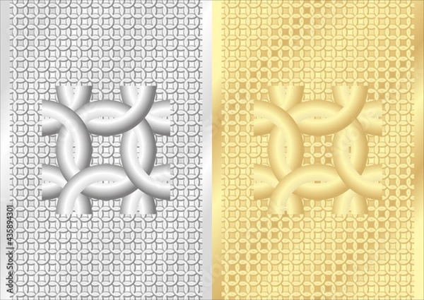 Obraz Chain. Seamless vector patterns. 3D gold and silver theme.