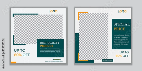 Obraz Set Editable Post Template Social Media Banners for Digital Marketing. Promotion Brand Fashion. mobile apps, banners design, web or internet ads. Trendy geometric abstract square template. Eps 10	