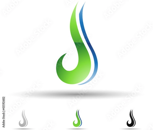 Fototapeta Vector illustration of abstract icons of letter J - Set 2