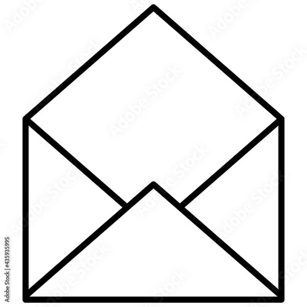 Fototapeta Open envelope icon. E-mail symbol. Mail outline vector illustration isolated on white background.