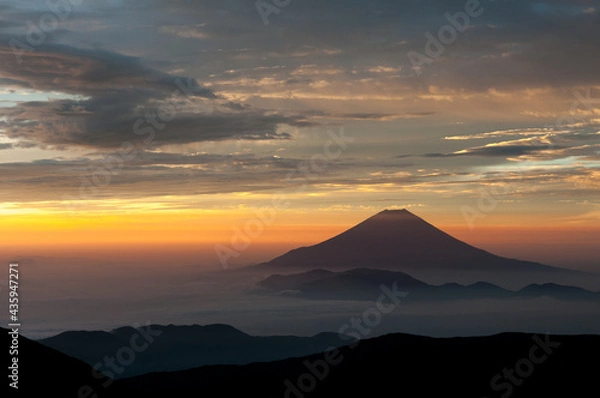 Obraz 南アルプスより望む朝焼けの富士山