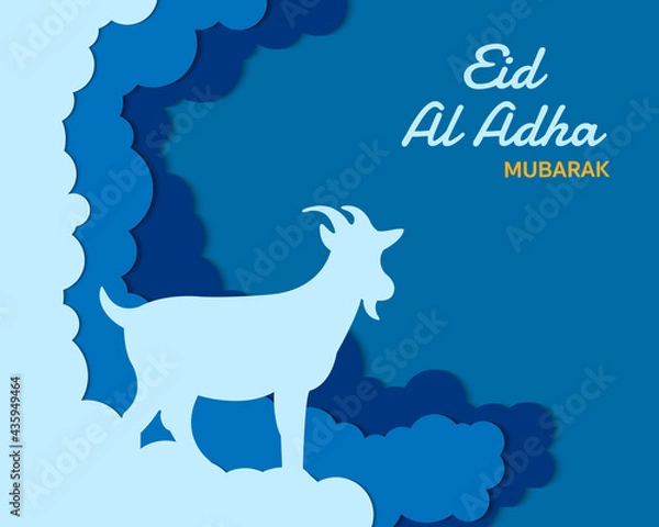 Obraz Eid Al Adha With Cloud Goat Vector