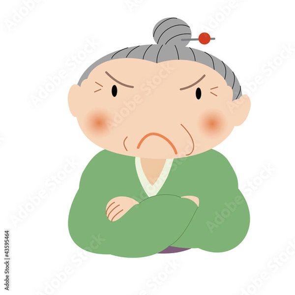 Obraz おばあちゃんの知恵袋ー腕組みして怒る