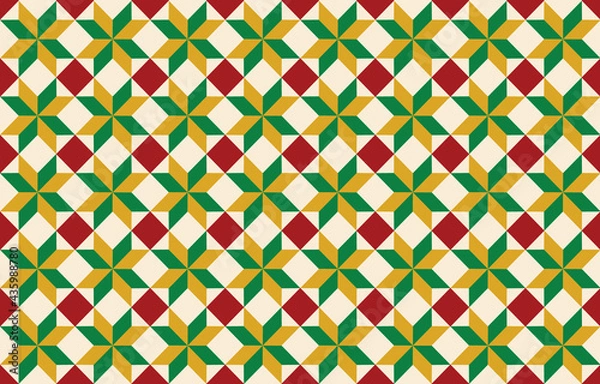 Fototapeta colorful​ christmas tiles Geometric design ethnic pattern seamless flower color oriental. seamless pattern. Design for fabric, curtain, background, carpet, wallpaper, clothing, wrapping, Batik, fabric