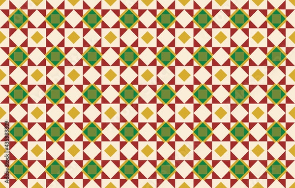 Fototapeta colorful​ christmas tiles Geometric design ethnic pattern seamless flower color oriental. seamless pattern. Design for fabric, curtain, background, carpet, wallpaper, clothing, wrapping, Batik, fabric