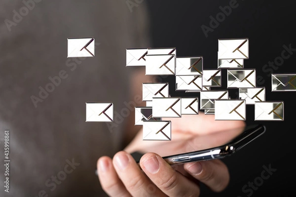Obraz  email icon concept in hand background