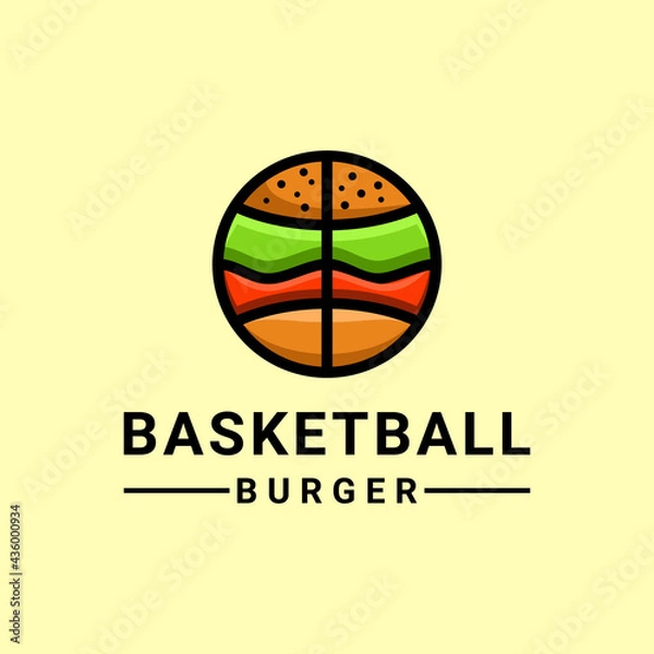 Fototapeta Simple Mascot Vector Logo Design of Combination Basketball and Burger