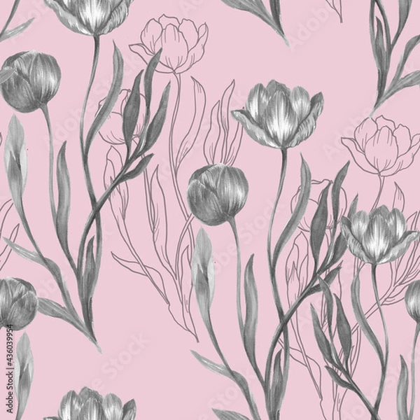 Obraz Beautiful seamless pattern with floral background.
