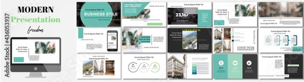 Fototapeta Original Presentation templates or corporate booklet.  Easy Use in creative flyer and style info banner, trendy strategy mockups.  Simple modern Slideshow or Startup. ppt. 