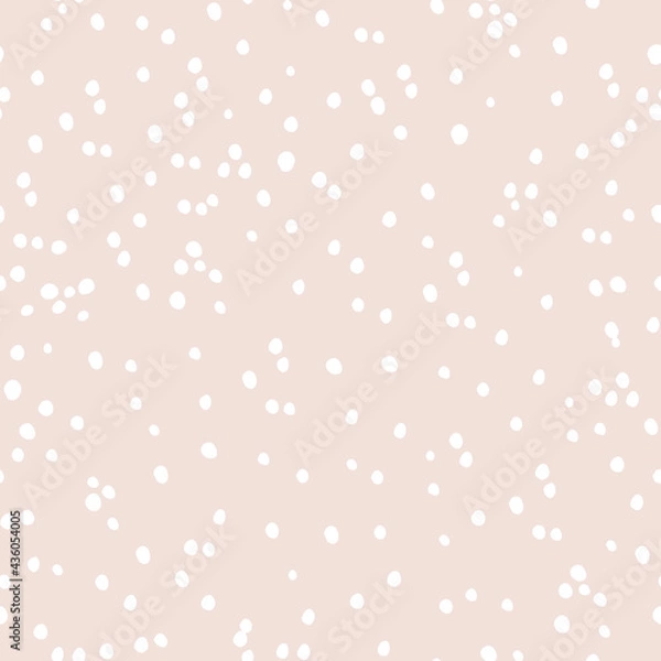 Obraz Seamless Pattern Abstract Style White Dots on a Beige Background. Vector Illustration