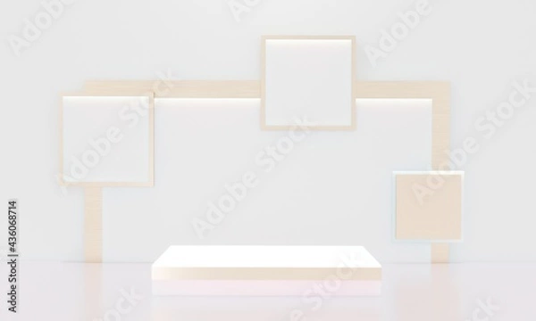 Obraz Scene with podium for mock up presentation in minimalism style with copy space, 3d render abstract background